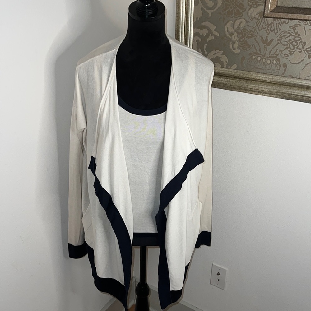 Ann Taylor cardigan set two piece cascade cardigan and sleeveless top silk Sz S‎